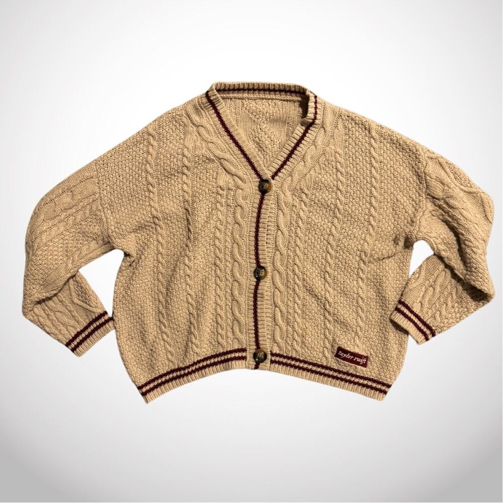Taylor‎ Swift Folklore Cardigan Holiday Edition Beige Red Star size XL/2XL
